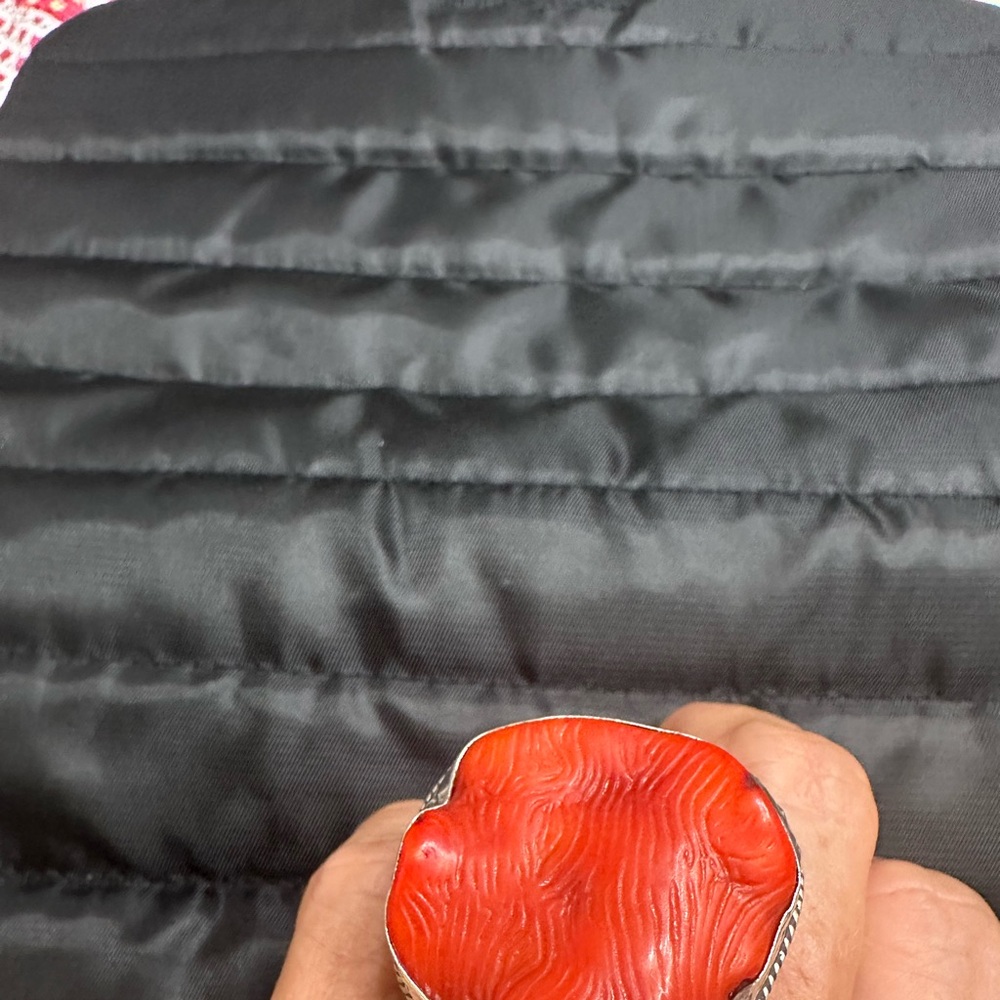 Signed 925 Silver & Red Ring - image 1